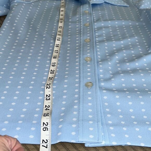 Groovy 70s 200% Poly Tunic Length Shirt Iridescent Buttons. Brady Bunch Vibe - Picture 10 of 16